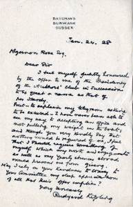 Letter from Rudyard Kipling declining Presidency